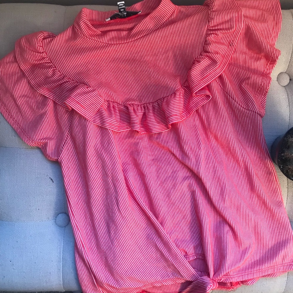 High neck ruffle top